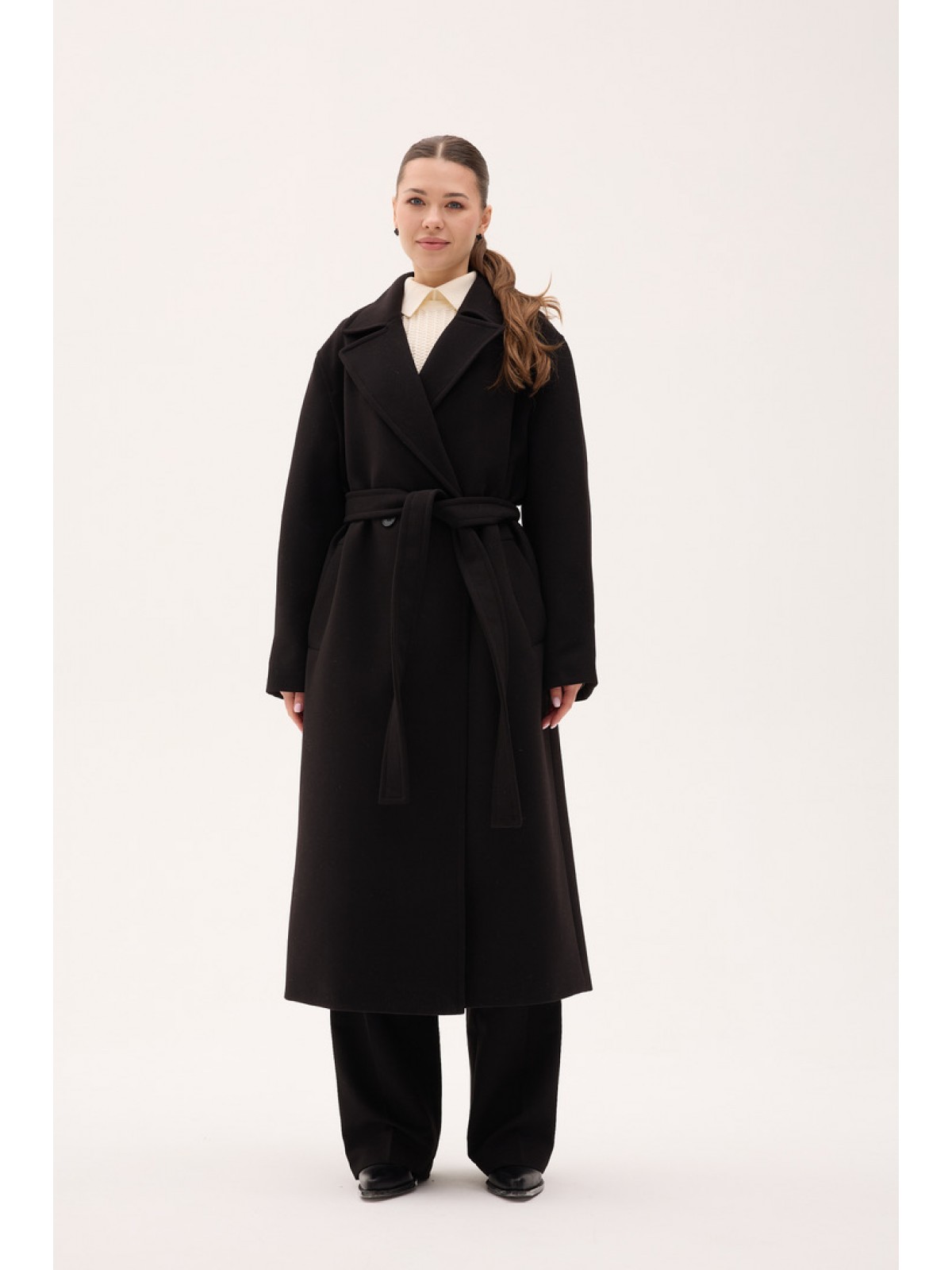 Жіноче двобортне пальто (Д-075) чорний