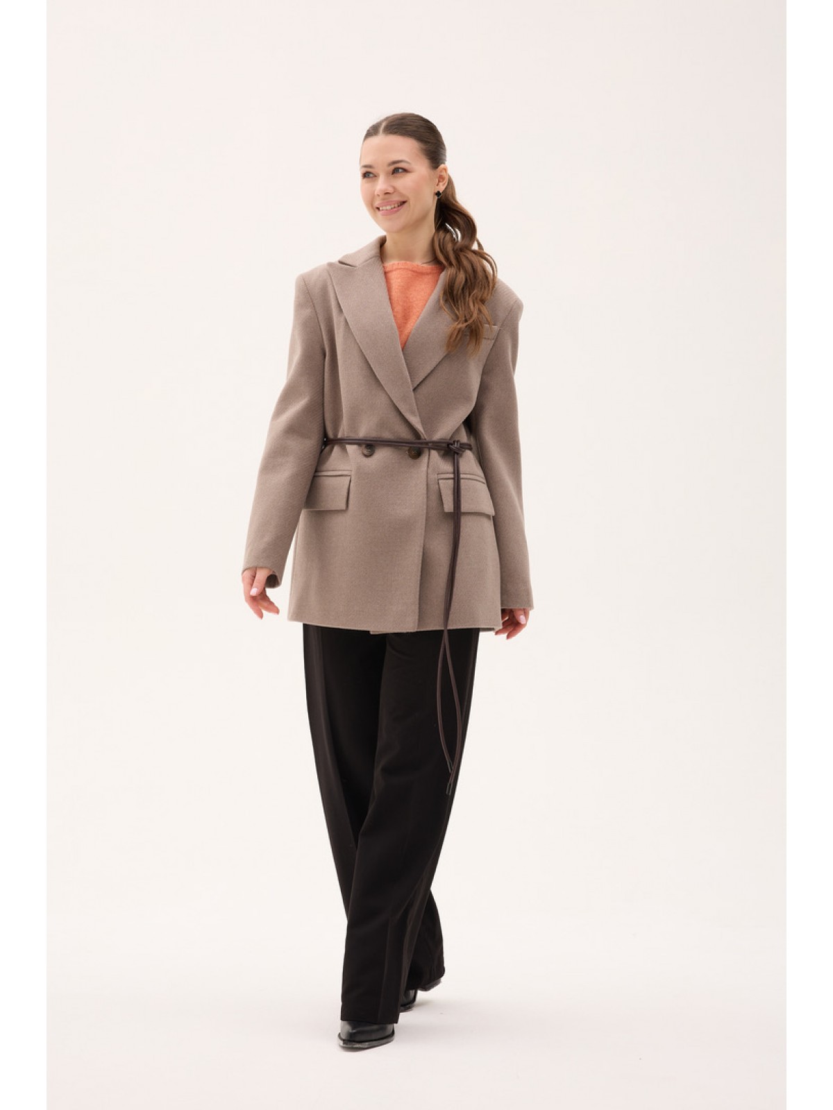 Жіноче пальто піджачного крою (Д-076) мілано мокко